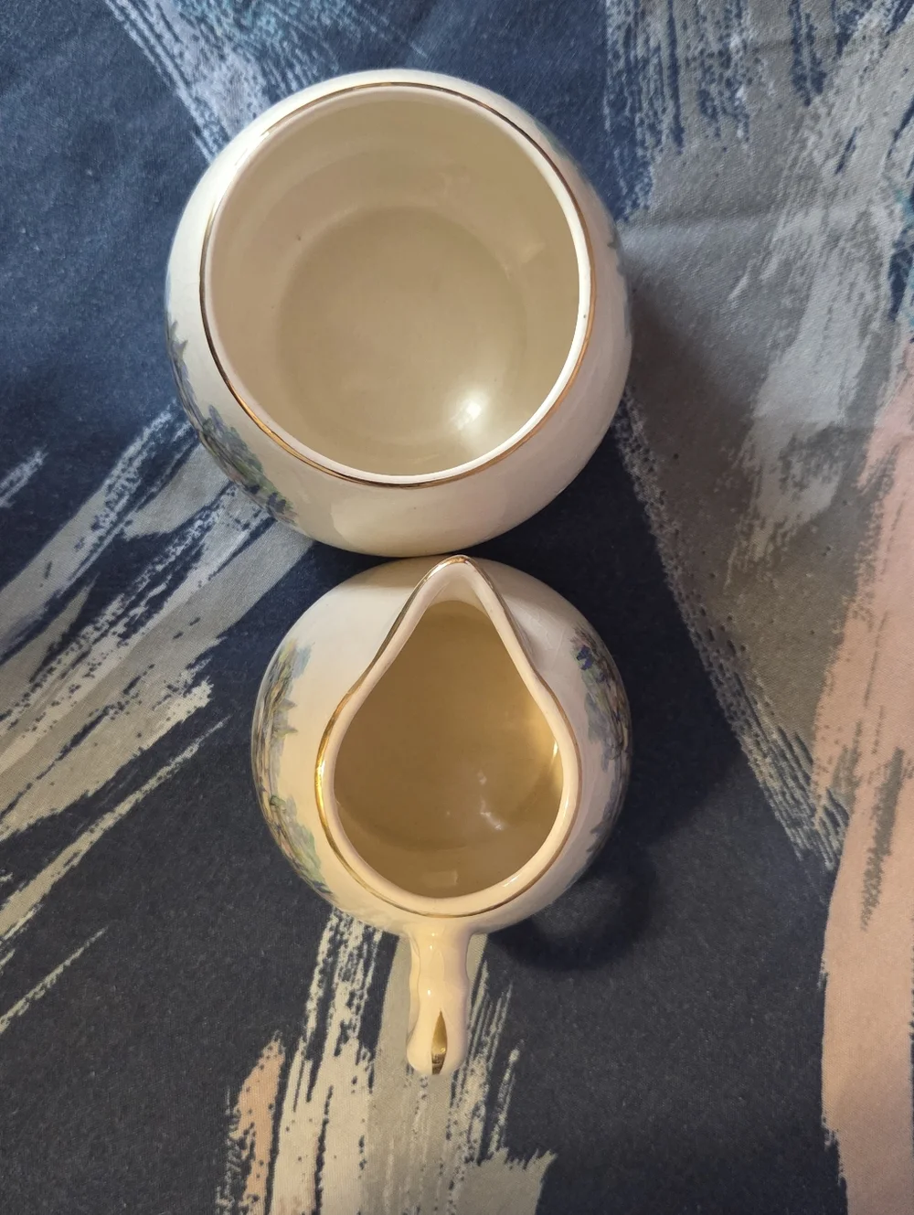 SANDLAND WARE Old World Garden English Creamer And Sugar Dish